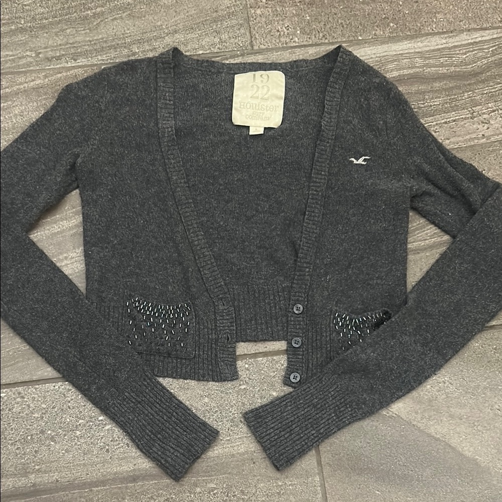 Hollister Gray Cardigan Sweater Soft Knit